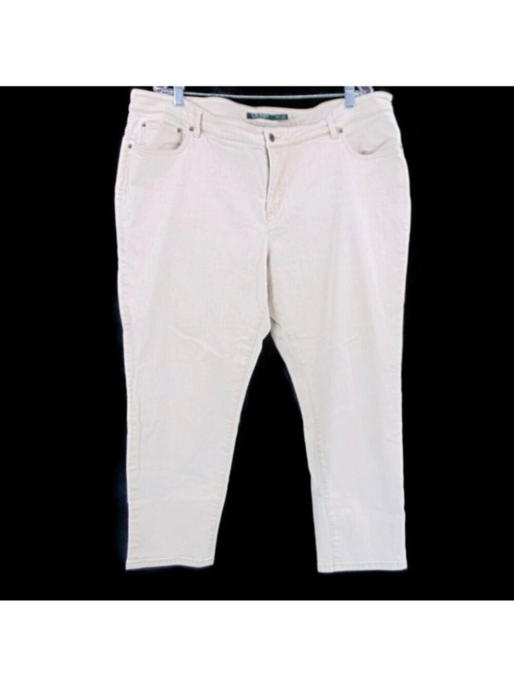 Lauren Womens Tan Beige Jeans Pants 22W 22 W 5 Pocket Straight Leg Ankle Plus